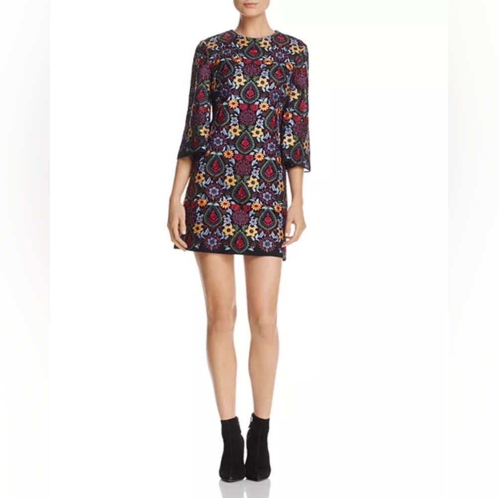 Alice + Olivia Coley Floral Embroidered Dress Sz 4